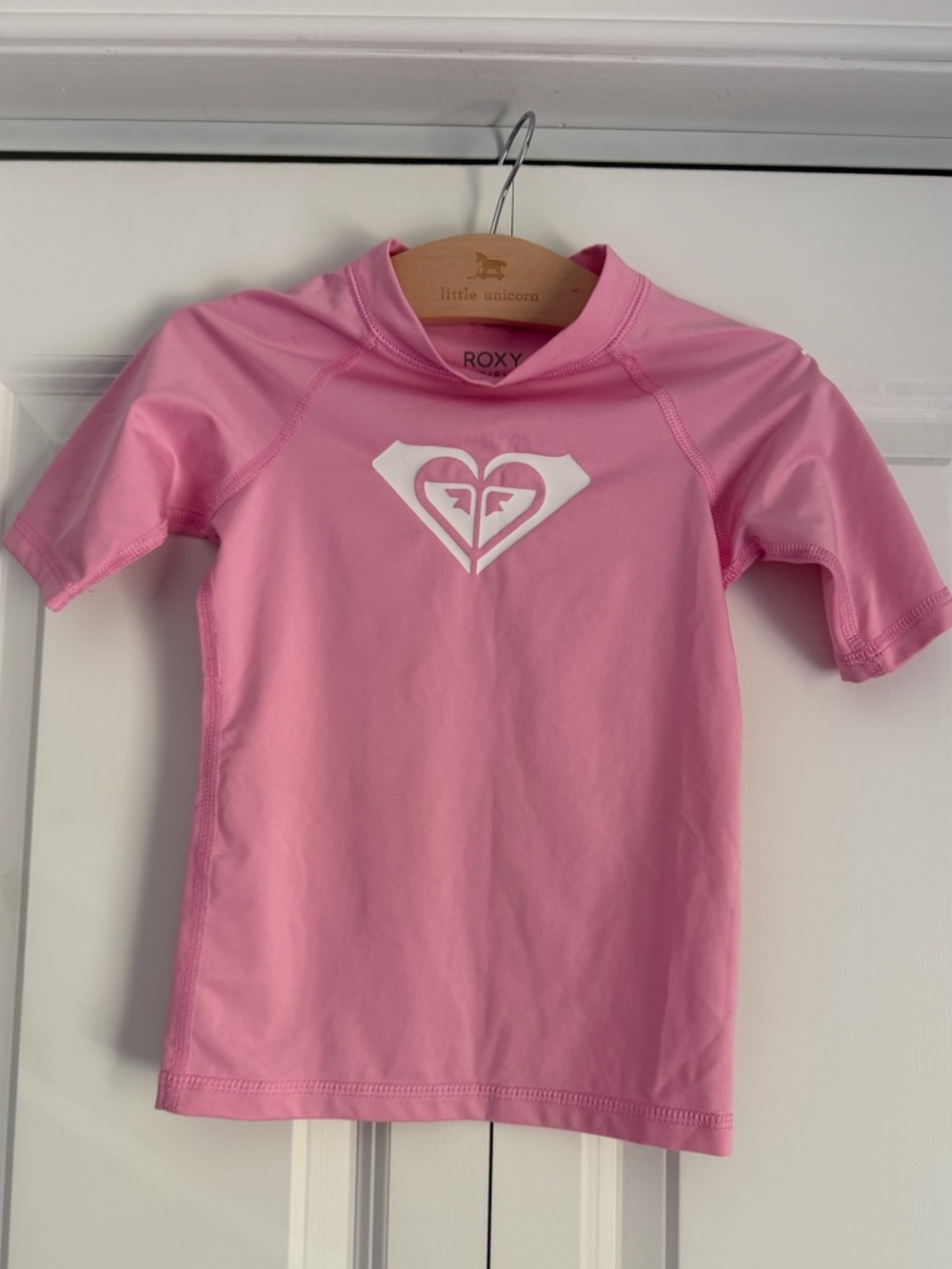 Roxy Girl Pink Short Sleeve Rash Guard Swim Top Size 4